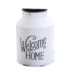 Welcome Home Metal Wall Milk Can